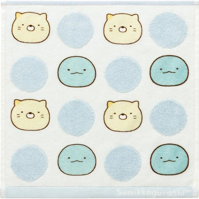 Mini Handdoekje 25 cm x 25 cm - Sumikko Gurashi - Faces & Polka Dots