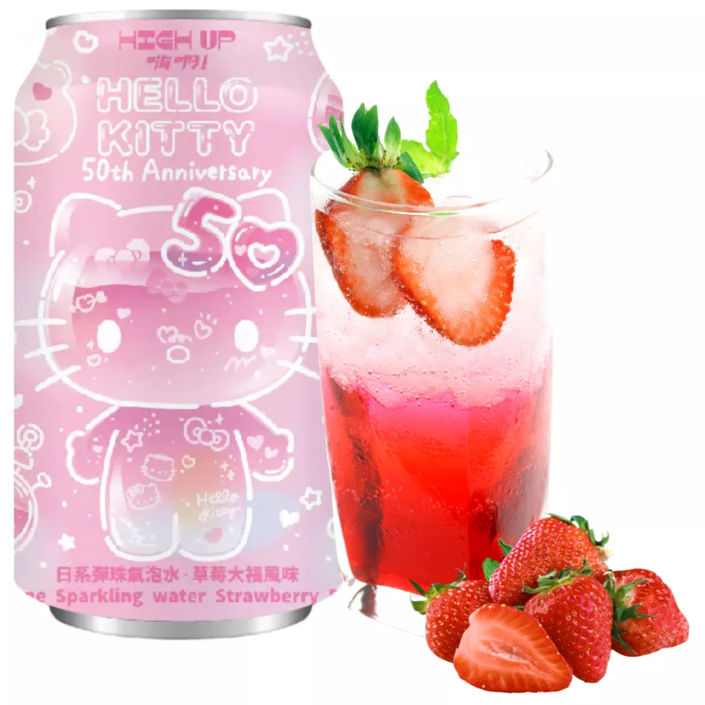 Sanrio Drink Hello Kitty Japanese Sparkling Water - Strawberry Daifuku Flavour