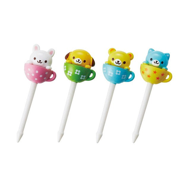 Kawaii Bento Lunchbox Prikkers Animal Teacups - Bento Picks