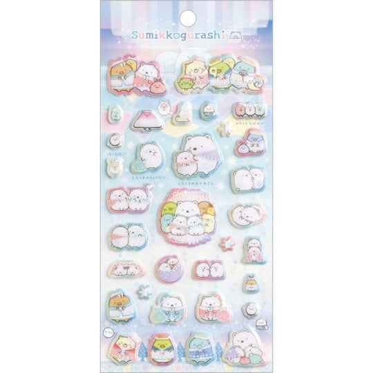 Sumikko Gurashi Glitter Puffy Stickers - Shirokuma´s Hometown Theme - Blue