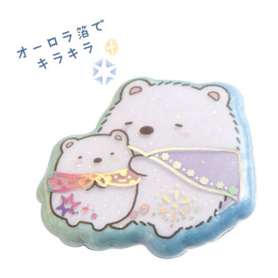 Sumikko Gurashi Glitter Puffy Stickers - Shirokuma´s Hometown Theme - Blue