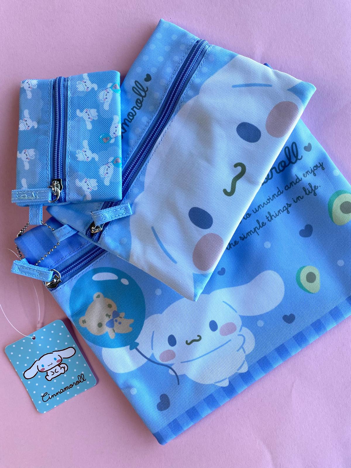 Sanrio Flat Zipper Pouch Set - Cinnamoroll