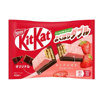 KitKat mini Yokubari Double, Two layers, Original & Strawberry - zak 10 stuks