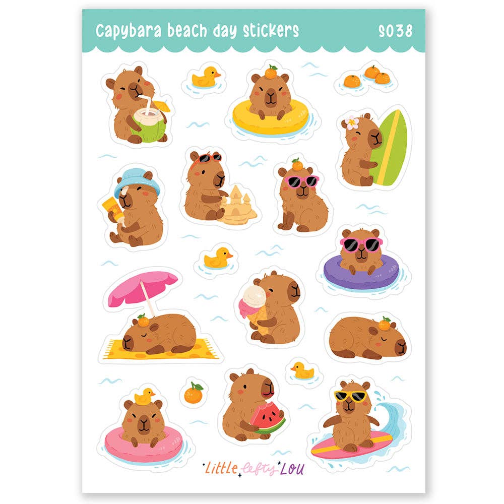 Stickervel Capibara Beach Day
