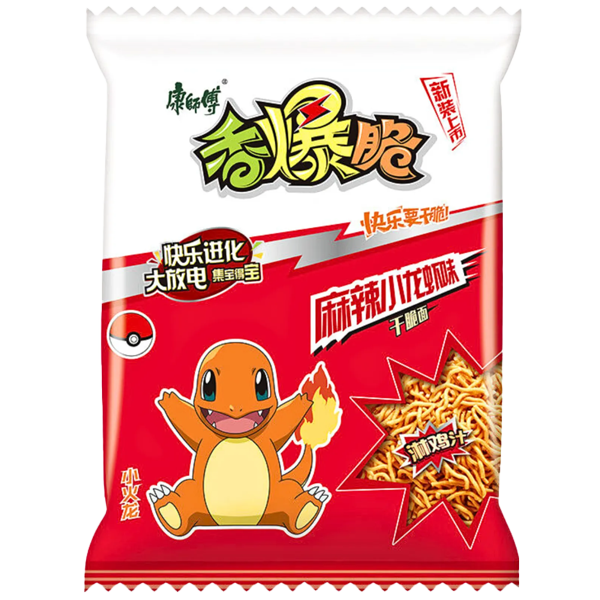 Crispy Pokémon Noodles Snack - Spicy Crayfish Flavor (Charmander) - THT 13-6-2024