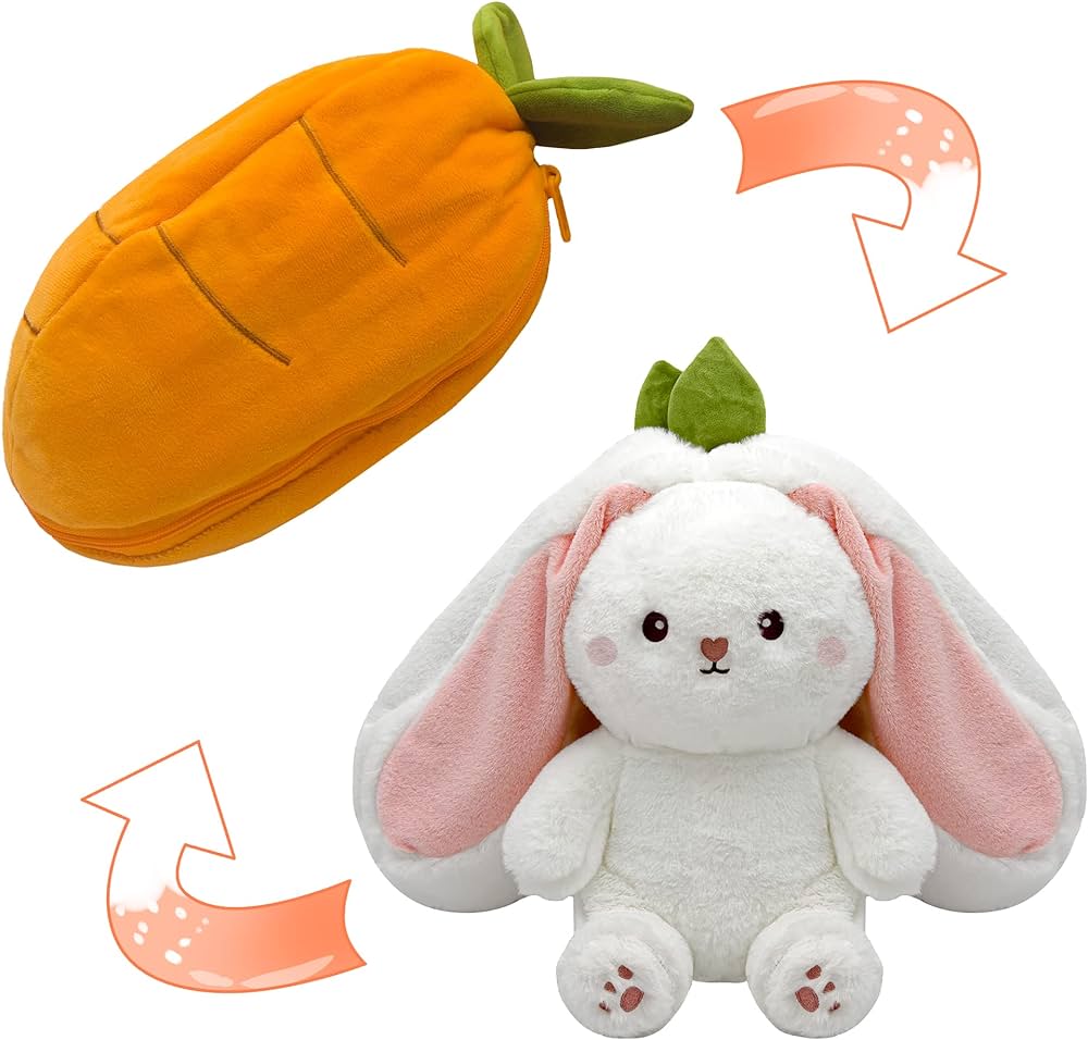 Peluche Lapin en Carotte - Réversible