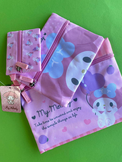 Sanrio Flat Zipper Pouch Set - Kuromi