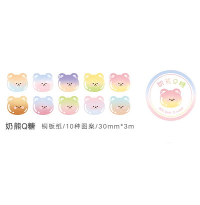 Kawaii Stickers op rol - Rainbow Bears