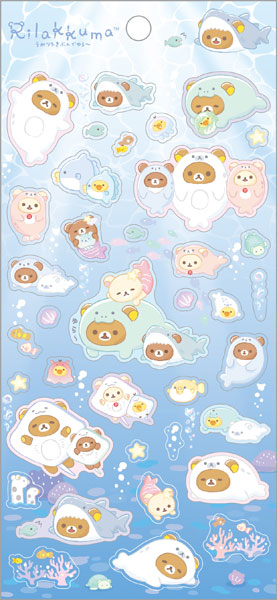 Stickervel Holographic - Rilakkuma Ocean Relax Mood - Blue