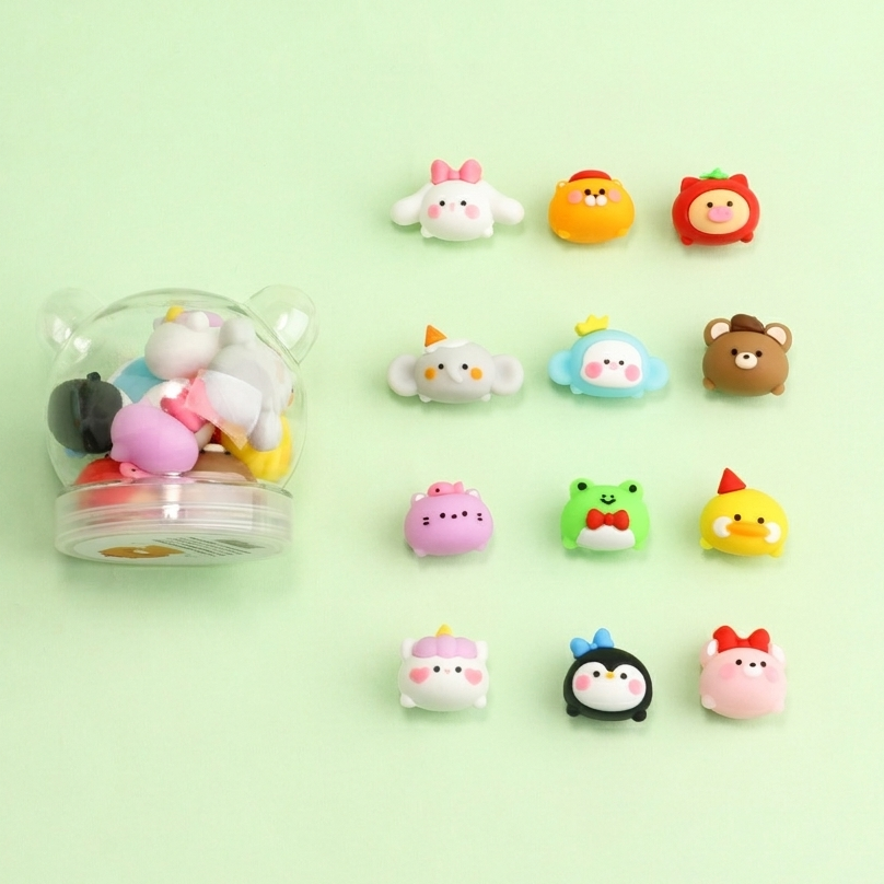 Kawaii Animals Mini Eraser Set - 12 gummetjes