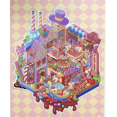 BYO Kawaii Sticker World - XL Puppy's Chocolate Factory - DIY Sticker Scene Set
