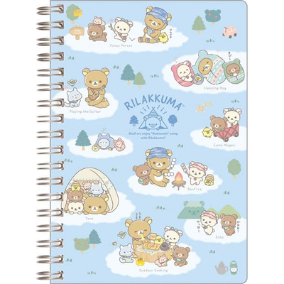 Rilakkuma Notebook B6 met Ringband - Komorebi Camp - Blue