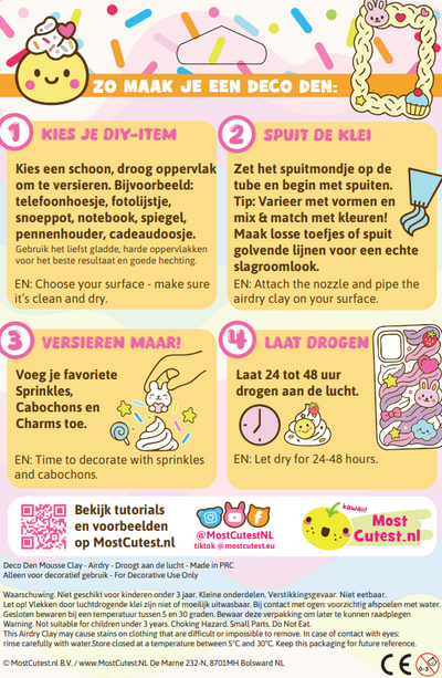 DIY Deco Den Luchtdrogende Klei - 3 x 30 gram - Blauw/Geel/Mint