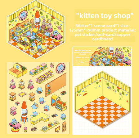 BYO Kawaii Sticker World - Rainbow Colors (Pick One) - DIY Sticker Scene Set