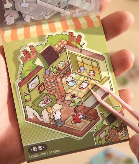 BYO Kawaii Sticker World - Mini Book (7 x 10 cm) (Pick One) - DIY Sticker Scene Set