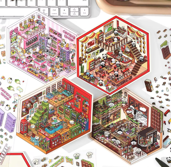 BYO Kawaii Sticker World - Cutest Shops Volledige Serie - DIY Sticker Scene Set