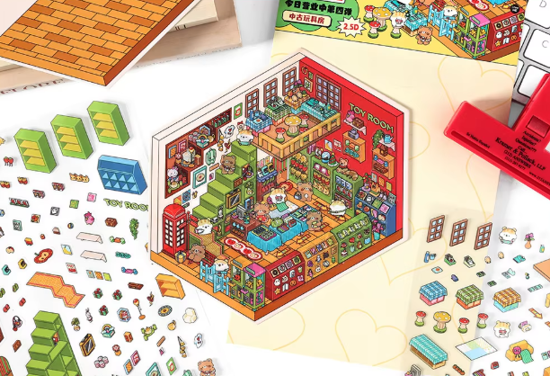 BYO Kawaii Sticker World - Cutest Shops Volledige Serie - DIY Sticker Scene Set