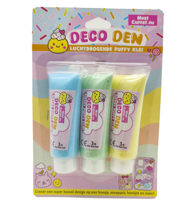 DIY Deco Den Luchtdrogende Klei - 3 x 30 gram - Blauw/Geel/Mint