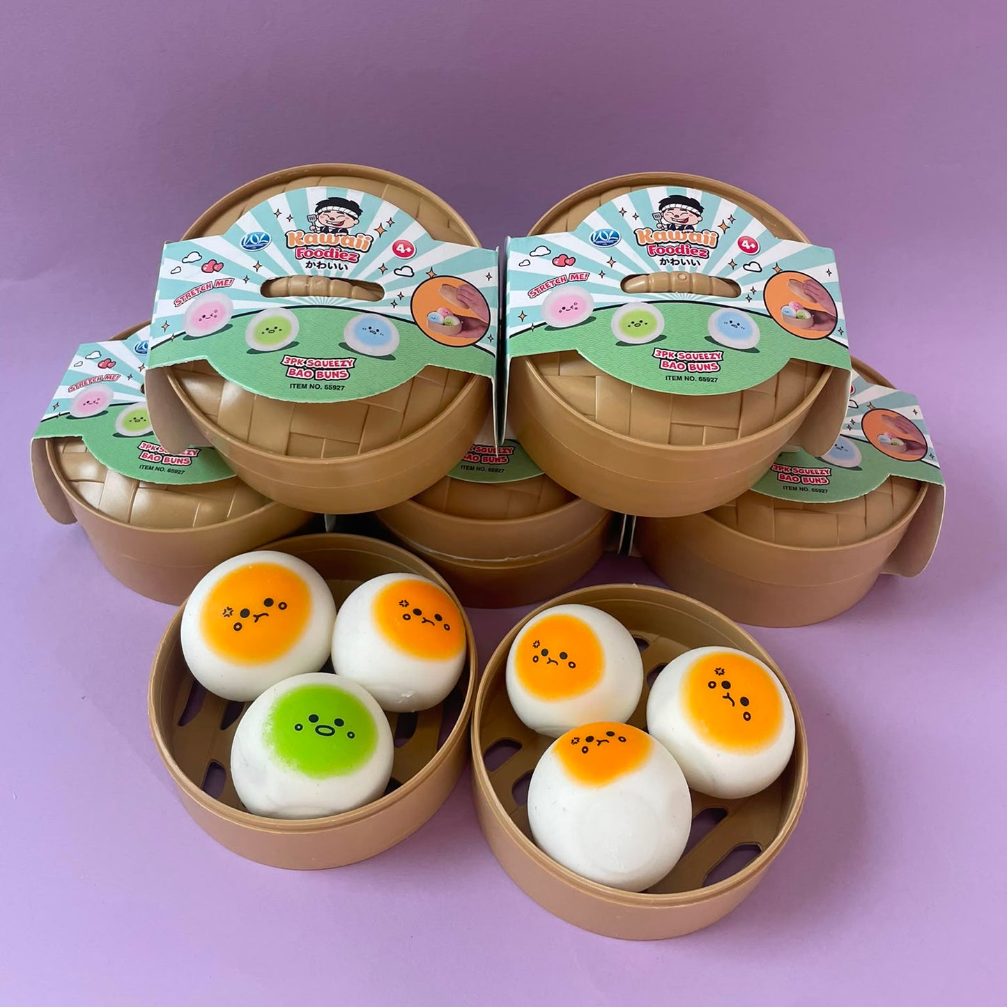 B KEUZE - Kawaii Foodiez 3pk Squeezy Bao Buns Dumpling - 3 mini Squishies