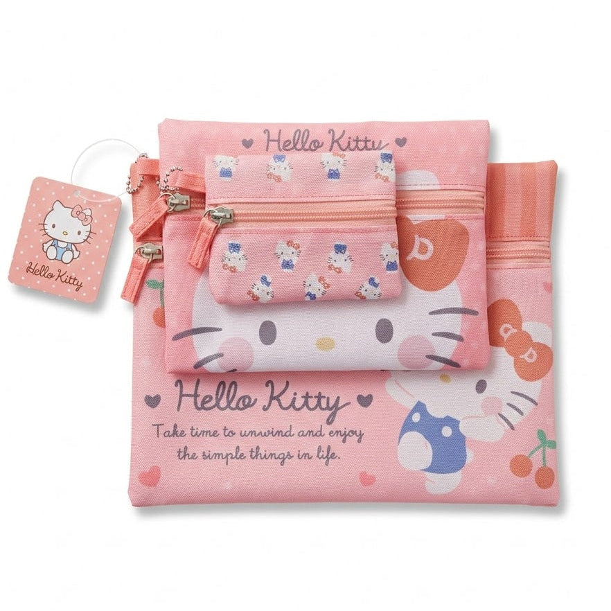 Sanrio Flat Zipper Pouch Set - Hello Kitty
