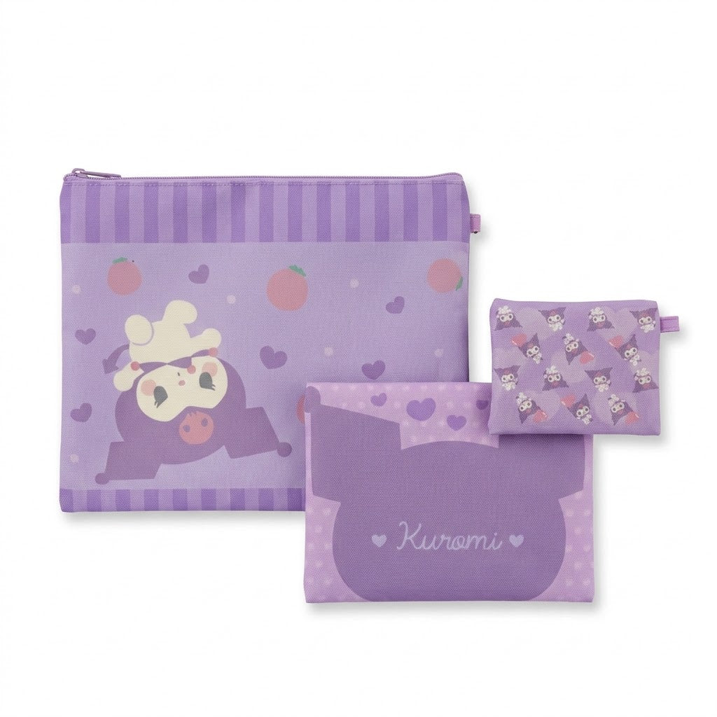 Sanrio Flat Zipper Pouch Set - Kuromi