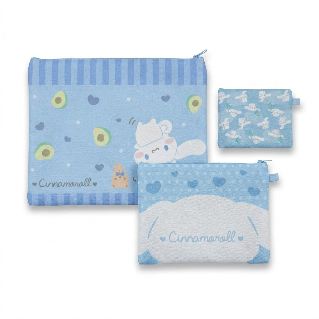 Sanrio Flat Zipper Pouch Set - Cinnamoroll